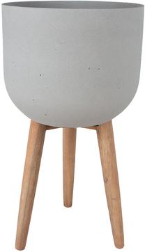 Puķu pods Home4you Sandstone 72428, kompozītmateriāls/koks, Ø 40 cm, pelēka krās.