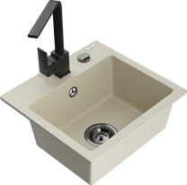 Кухонная мойка Mexen Milo 6505-69-670300-70, гранит, 43.5 см x 41 см x 17.1 см, черный цв./бежевый цв.