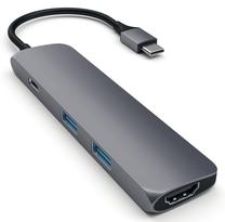 Dokstacija Satechi USB-C - USB-C/2 x USB/HDMI ST-CMAM USB-C male, USB-C/2 x USB/HDMI female, pelēka krās.