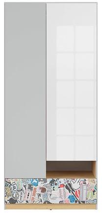Spinta Nandu, ąžuolo sp./pilka sp., 90 cm x 55 cm x 200.5 cm