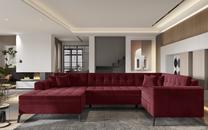 Kampinė sofa Montez Loco 25, tamsiai violetinė sp., kairinė, 180 x 340 cm x 93 cm