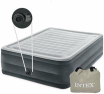 Pripučiamas čiužinys su pompa Intex Dura-Beam Comfort Plush, pilka sp., 203 cm x 152 cm x 56 cm