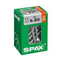 Koka skrūve, universāls Spax, 6 x 60 mm, balta krās., 50 gab.