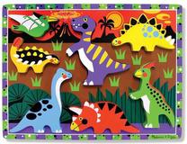 Medinė dėlionė Melissa & Doug Chunky Puzzle Dinosaurs 13747, 7 vnt., įvairių spalvų