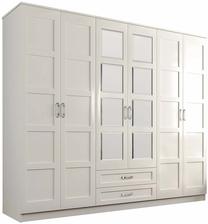 Spinta Kalune Design Cemre, balta matinė sp., 52 cm x 210 cm x 184 cm, su veidrodžiu