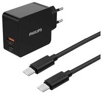 Telefono įkroviklis Philips, USB Type C/USB/AC/DC, juoda sp., 30 W