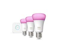 Išmanioji lemputė Philips Hue Starter Kit LED, A60, 4000 °K, E27, 9 W, 806 lm, 3 vnt.