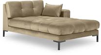 Sofa Micadoni Home Mamaia Velvet Chaise Longue Right, juoda sp./smėlio sp., dešininė, 185 x 102 cm x 75 cm