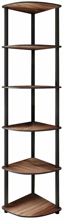 Kampinė lentyna Kalune Design 6 Corner, riešuto sp., 173 cm x 34 cm x 34 cm