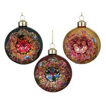Елочное украшение Decoris Vintage, красный цв./желтый цв./зеленый цв., стекло