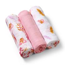 Autiņi BabyOno Natural Bamboo Pink Feathers, 70 cm x 70 cm, 70 x 70 cm, 3 gab.