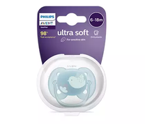 Соска Philips Avent Ultra Soft Deco, от 6 месяцев, синий цв.