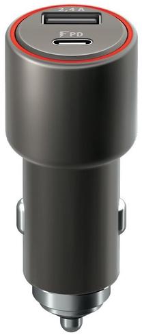 Automobilinis įkroviklis Forever Ultra Fast Charger, 1 x USB/1x USB Type-C, pilka sp., 30 W