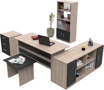 Комплект офисной мебели Kalune Design VO15 956LCS2123, дубовый цв./черный цв., 73.8 см x 60 см x 140 см