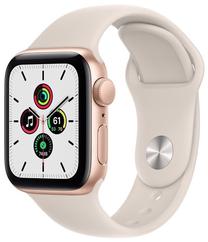 Viedais pulkstenis Apple Watch SE GPS + Cellular, 40mm Gold Aluminium Case with Starlight Sport Band - Regular, zelta krās./bēša krās.