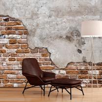 Fototapete Artgeist Futuristic Duet - Concrete Tile On Old Brick Background, 140 cm x 196 cm