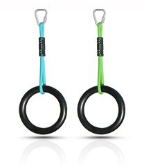 Gimnastikos žiedai Schildkrot Slackers Ninja Ring Set, 25 cm x 15 cm, mėlyna sp./juoda sp./žalia sp.