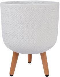 Puķu pods Home4you Sky Selena, koks/cementa, Ø 30 cm, balta krās.