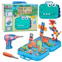 Konstruktoriaus rinkinys su atsuktuvu Lean Toys DIY Dinosaur, 228 vnt., įvairių spalvų