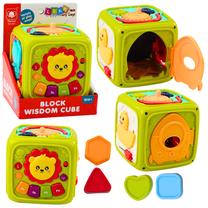Развивающий кубик, лев Lean Toys Block Wisdom, 12 см, зеленый цв./многоцветный