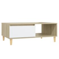 Kavos staliukas VLX, balta sp./šviesiai ruda sp., 90 cm x 60 cm x 35 cm