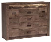 Komoda Indianapolis I7, medžio sp./tamsiai ruda sp., 104 cm x 42 cm x 137 cm