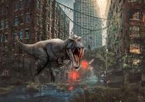 Fototapetas Artgeist Dinosaur In The City, 210 cm x 210 cm