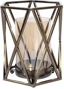 Žvakidė Home4you, stiklas/metalas, 20 cm, aukso sp.