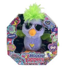 Rotaļu dzīvnieks putns HAPPY YAPPERS Tilly Tweet 9391, zaļa krās./violeta krās.