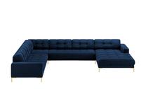 Kampinė sofa Micadoni Mamaia Velvet, mėlyna sp., kairinė, 327 x 256 cm x 75 cm