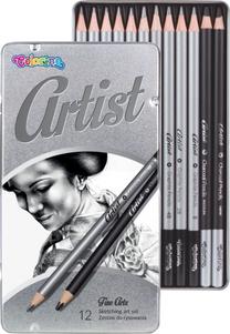 Grafito pieštukas Colorino Artist Sketching Set, 4H/2H/H/F/HB/B/2B/4B/6B/8B/D/M, pilka sp., 12 vnt.