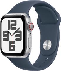 Viedais pulkstenis Apple Watch SE GPS + Cellular 40mm Silver Aluminium Case with Storm Blue Sport Band - M/L, sudraba krās.