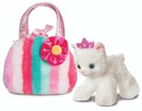 Pliušinis žaislas Aurora Princess Cat In Bag 210552A, balta sp./įvairių spalvų, 20 cm