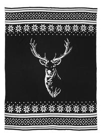 Kalėdinis pledas Miloo Winter Elk, juoda sp./pilka sp., 130 cm x 170 cm