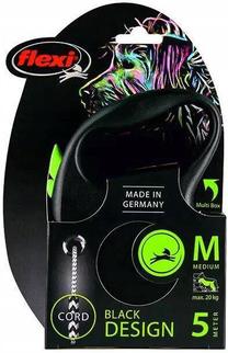 Automatinis pavadėlis Flexi Black Design, juoda sp./žalia sp., 5 m
