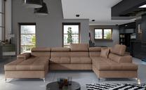 Kampinė sofa Eduardo Monolith 09, šviesiai ruda sp., dešininė, 202 x 345 cm x 90 cm