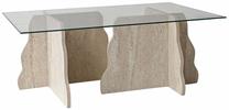 Kavos staliukas Kalune Design Canyon, skaidri sp./travertine sp., 65 cm x 105 cm x 40 cm