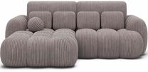 Kampinė sofa - lova Covelion Velvet Modullo 03, šviesiai pilka sp., kairinė, 167 x 260 cm x 105 cm