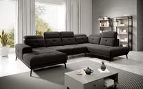 Kampinė sofa Bretan Flores 22, tamsiai ruda sp., dešininė, 205 x 350 cm x 107 cm