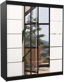 Spinta ADRK Traves, balta sp./juoda sp., 180 cm x 58 cm x 215 cm, su veidrodžiu