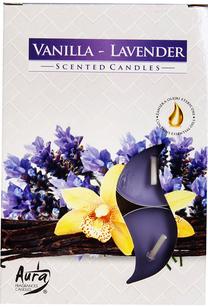 Žvakių rinkinys Aura Candles, 4 h, 6 vnt., violetinė sp.
