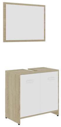 Vonios kambario baldų komplektas VLX 802584, ąžuolo sp./balta sp., 33 cm x 60 cm x 58 cm