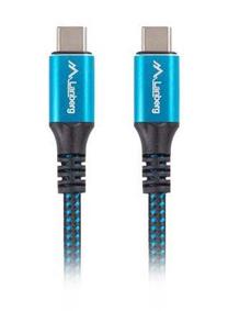 Kabelis Lanberg, 2 x USB Type C, 120 cm, mėlyna sp., 100 W