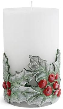 Свеча, цилиндрическая Mondex Holly, белый цв./красный цв./зеленый цв.