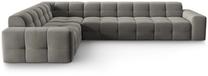 Kampinė sofa Micadoni Home Kendal Velvet 6 Seats, tamsiai pilka sp., kairinė, 332 x 231 cm x 79 cm