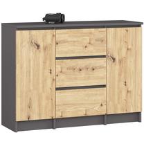 Komoda Akord Furniture Factory K100, ruda sp./pilka sp., 76 cm x 35 cm x 101 cm