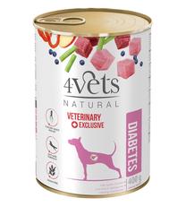 Mitrā barība (konservi) suņiem 4Vets Natural Diabetes, tītara gaļa, 0.4 kg