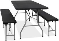 Lauko stalas su suolais Springos GF0098, juoda sp., 180 cm x 74 cm x 74 cm