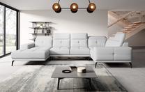 Kampinė sofa Neviro Softis 17, balta sp., dešininė, 201 x 350 cm x 77 cm