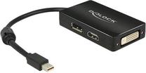 Адаптер Delock DisplayPort Mini To DP/HDMI/DVI Mini DisplayPort, HDMI, 0.16 м, черный цв.